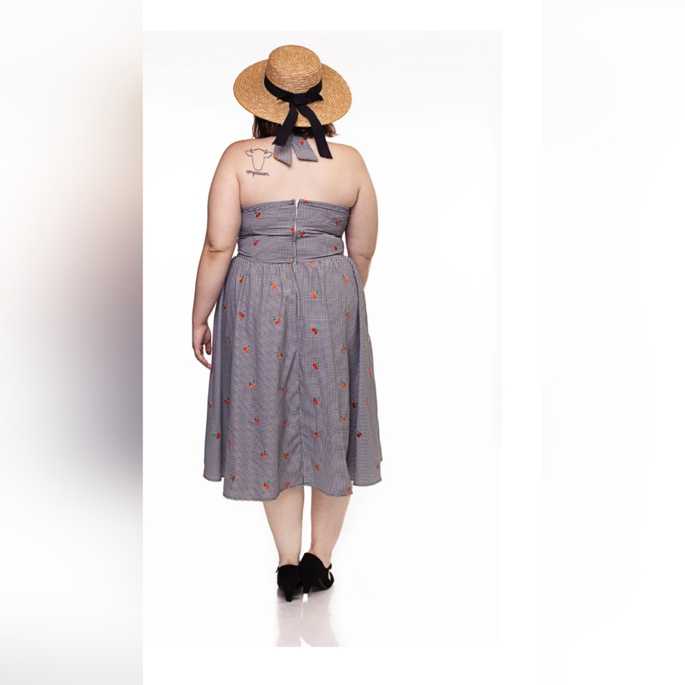 Retrolicious Cherry Checkers Halter Dress 3XL - Picture 3 of 4